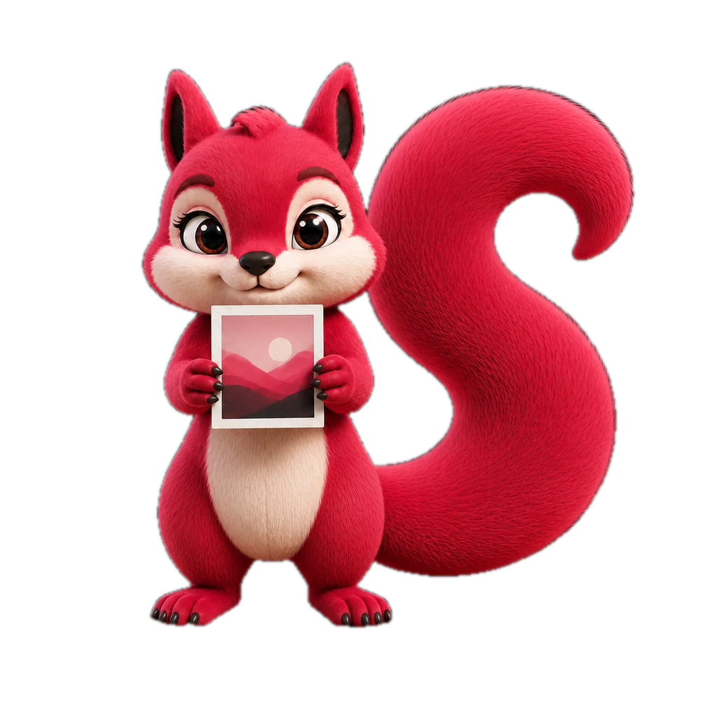 The Selfo squirrel presenting a photo